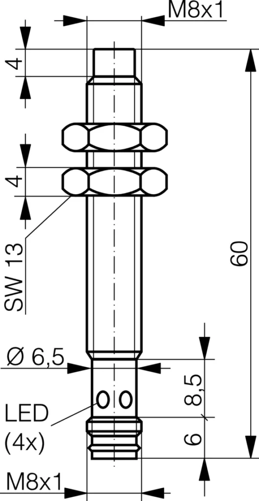 Type DCC 08 M 06 NSK-TSL, switching distance 6mm bündig