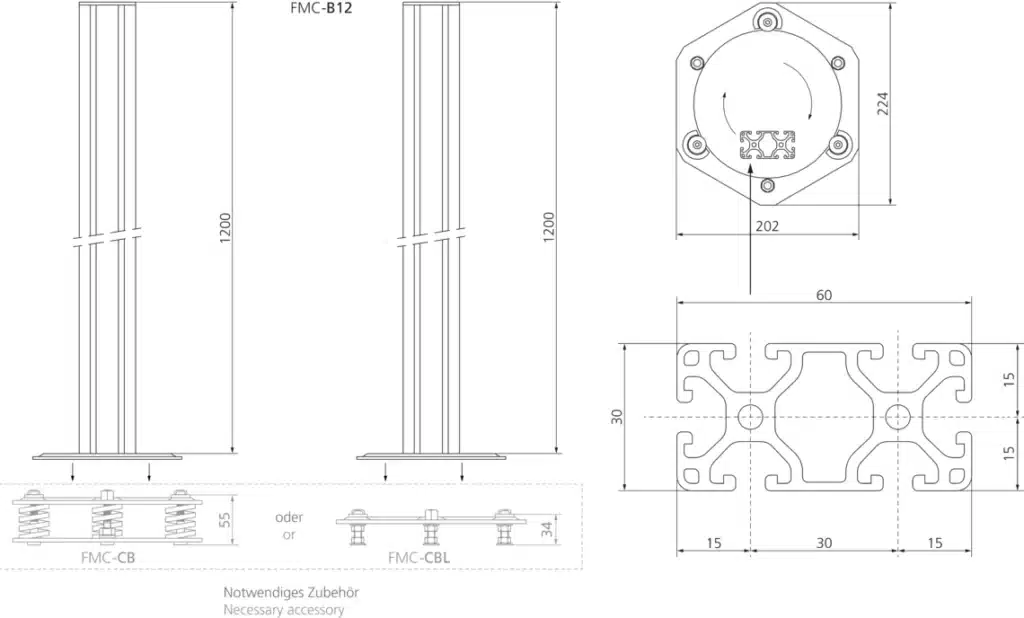 Montagekolom voor lichtschermen FMC-B12 Di-Soric
