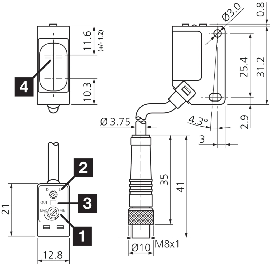 Diffuse sensor OH 30 K 400 P3-K-T3 Di-Soric