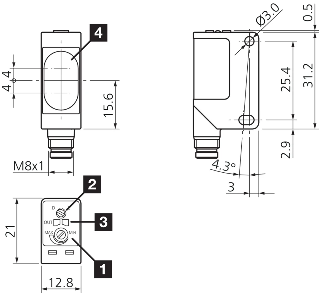 Retroreflectieve sensor OR 31 K 1500 P3-T4 Di-Soric