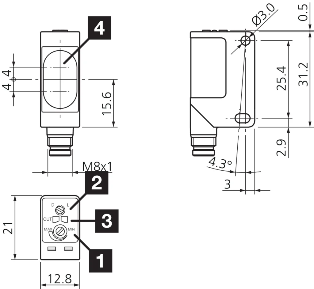 Diffuse sensor OT 31 K 1000 P3-T4 Di-Soric