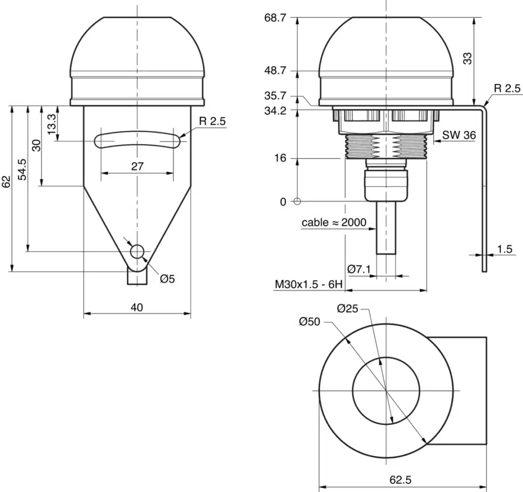 Signaallamp SBP-FK-R50D-1S-2M Di-Soric